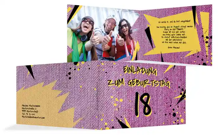Einladung zum 18. Geburtstag Jeans Style 18 Foto