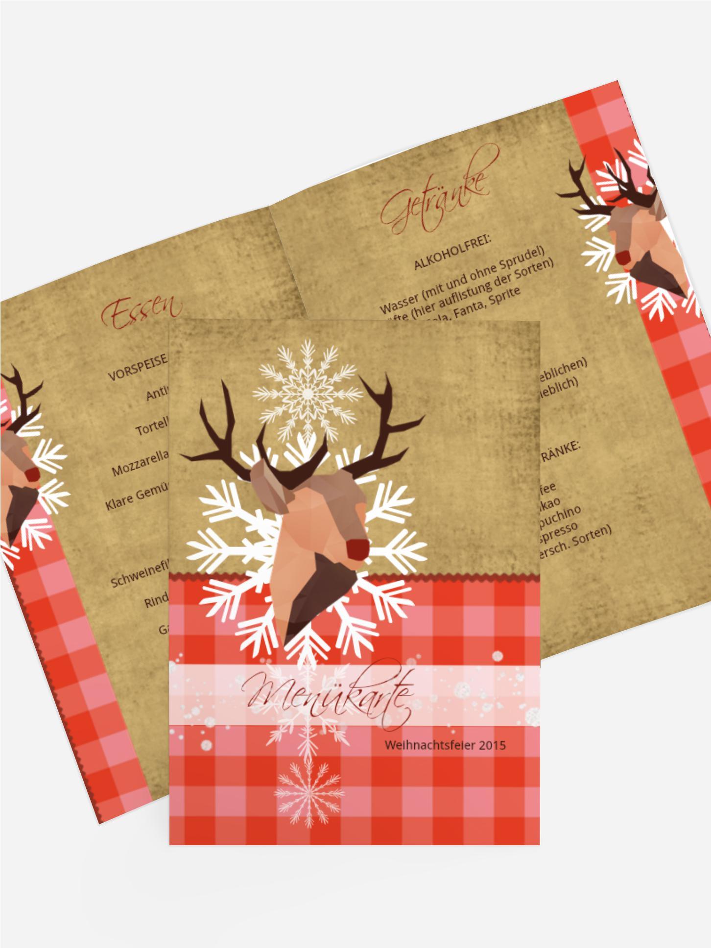 Weihnachtsmenükarte Hirschkopf