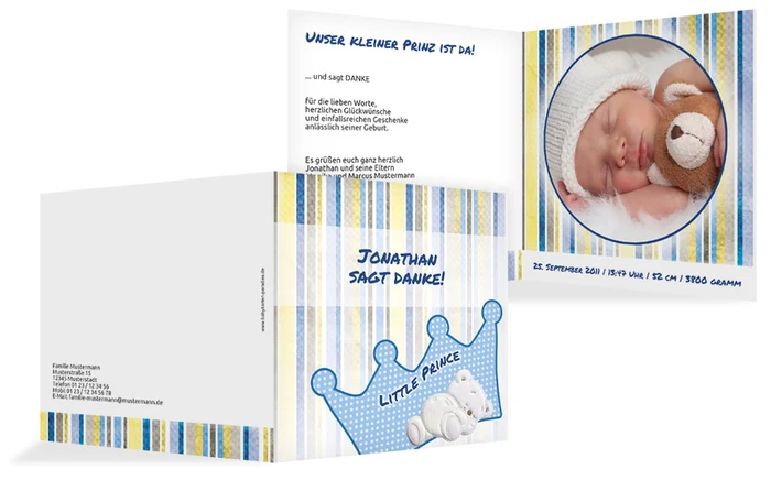 Geburt Dankeskarte Krone Geburt Dankeskarte Krone