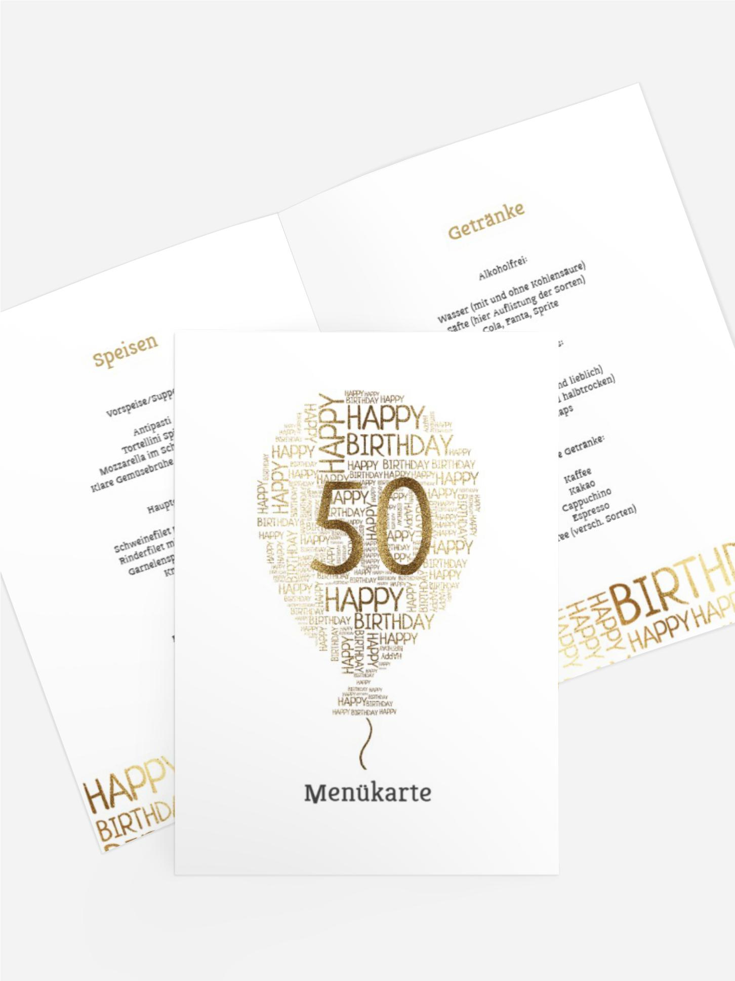 Menükarte Geburtstag Luftballon