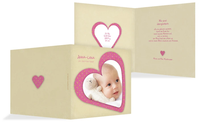 Baby Dankeskarte Herzform Baby Dankeskarte Herzform