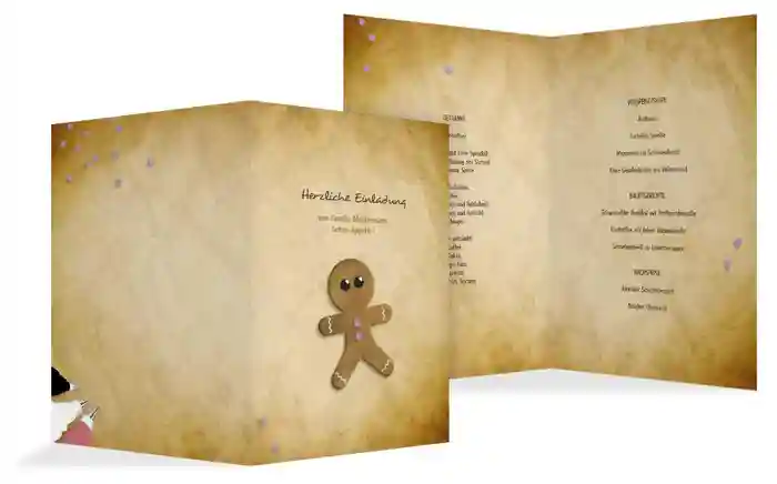 Weihnachtsmenükarte Lebkuchenmännchen