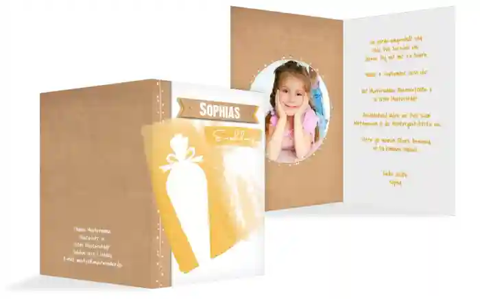 Karte zur Einschulung Schultüte Aquarell Karte zur Einschulung Schultüte Aquarell