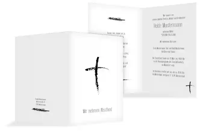 Trauerkarte Kreidekreuz hoch Trauerkarte Kreidekreuz hoch