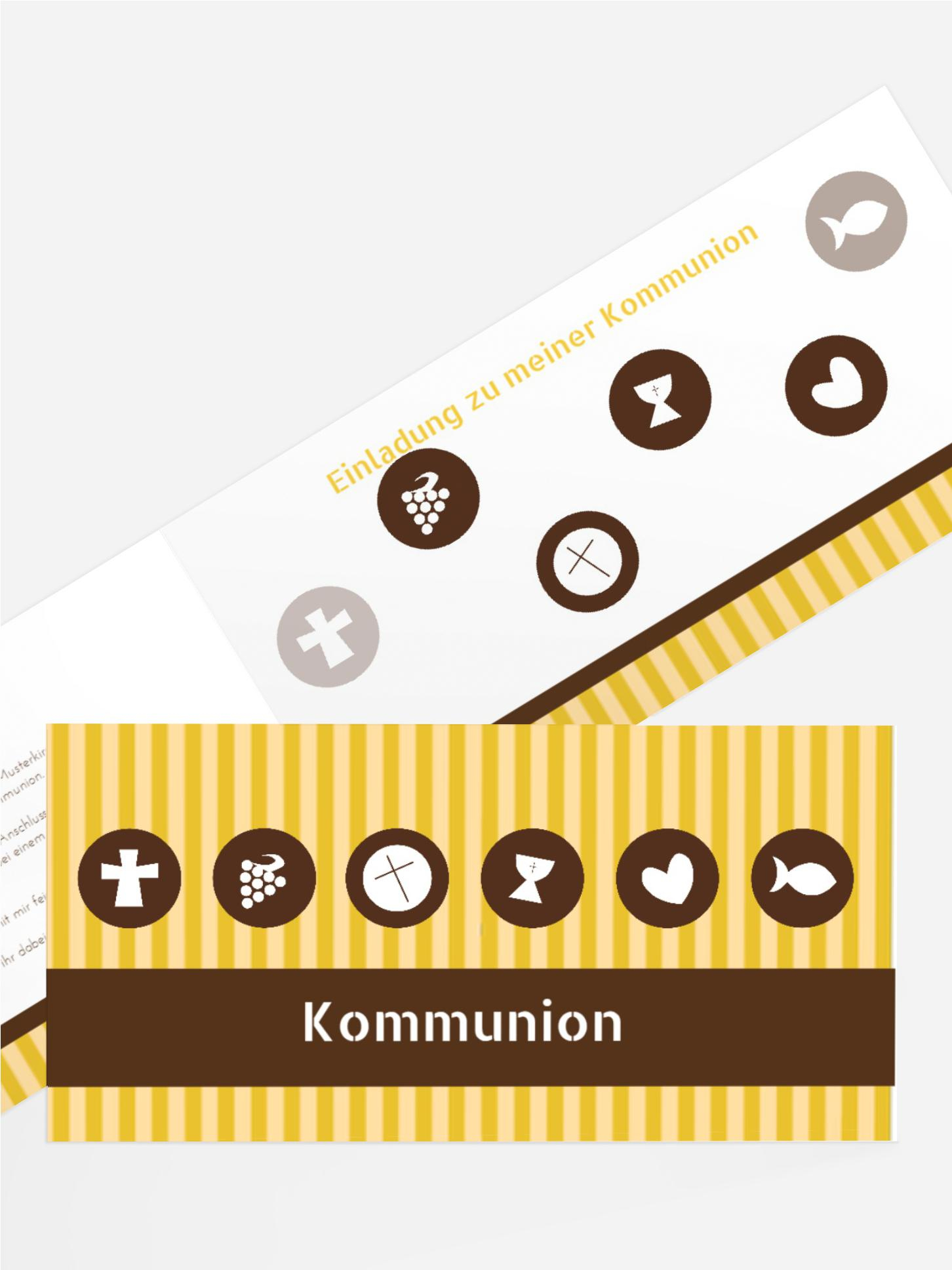 Kommunion Einladung stripes buttons