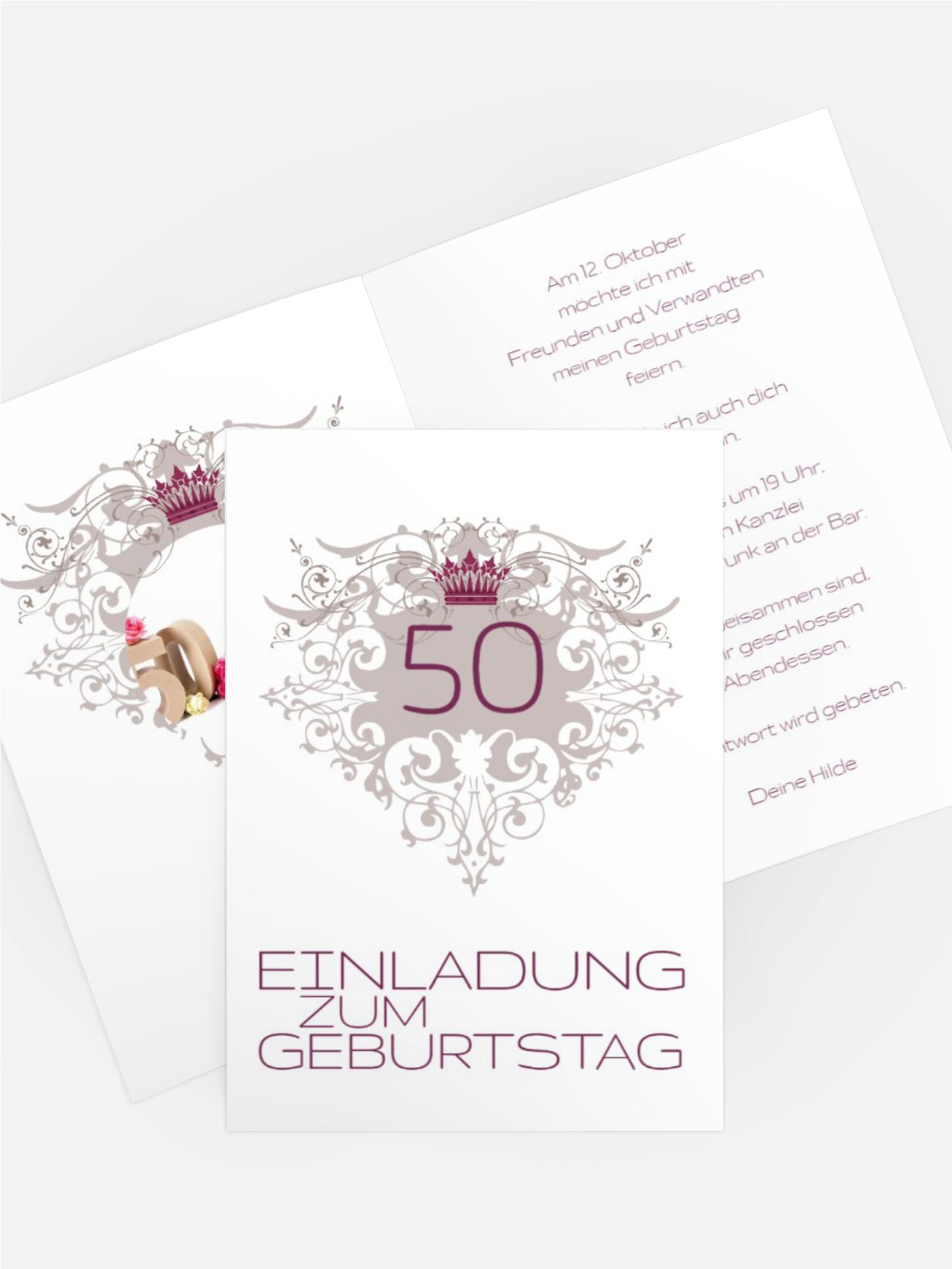 Einladung zum Geburtstag Krone 50 Foto