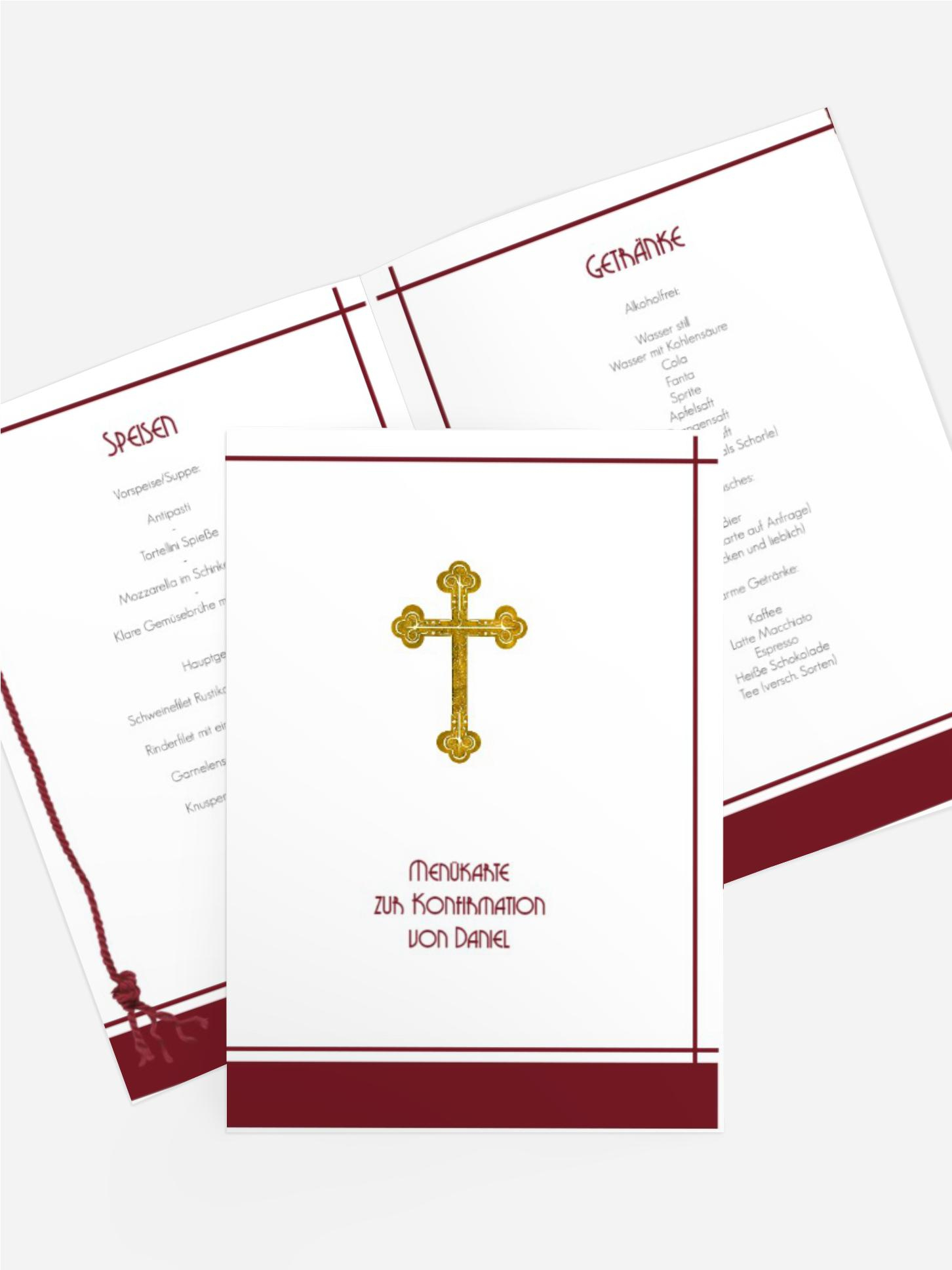 Menü zur Konfirmation Gebetbuch