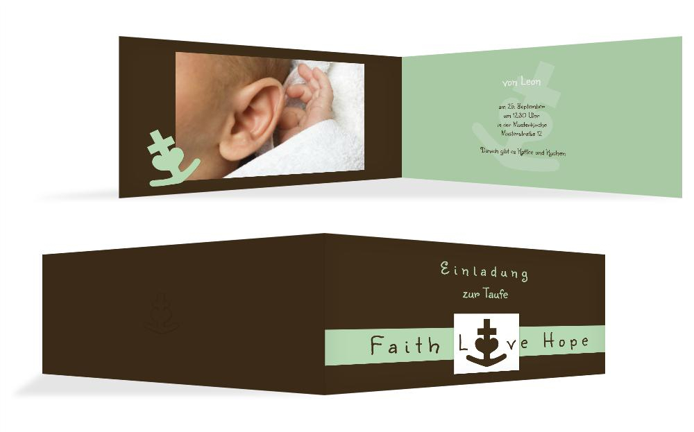 Einladungskarte Taufe faith love hope Einladungskarte Taufe faith love hope