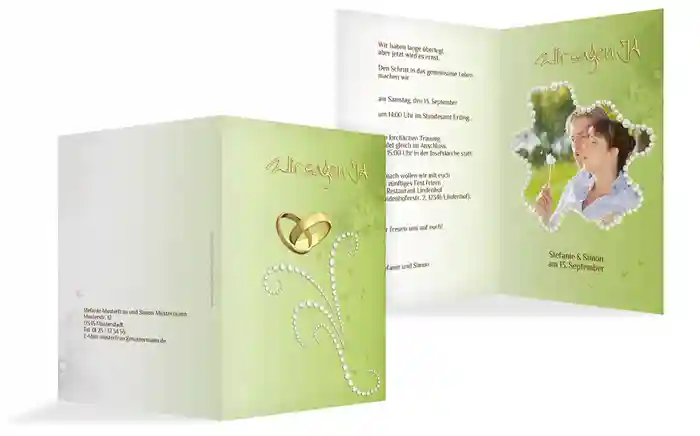 Dankeskarte Eheringe Perlen