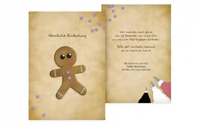 Weihnachtseinladung Lebkuchenmännchen