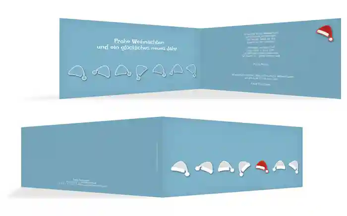 Weihnachtsgrußkarte Privat Mützenreihe