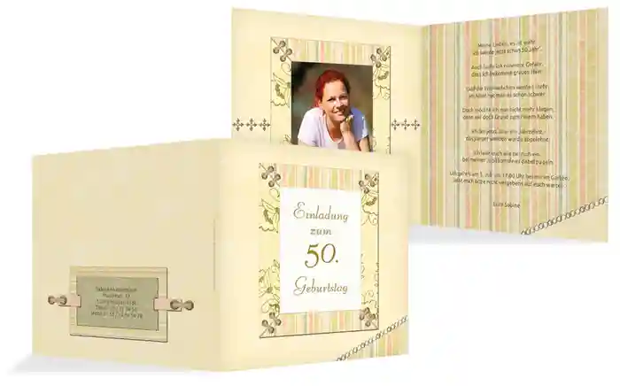 Geburtstagseinladungskarte Nostalgie 50 Foto