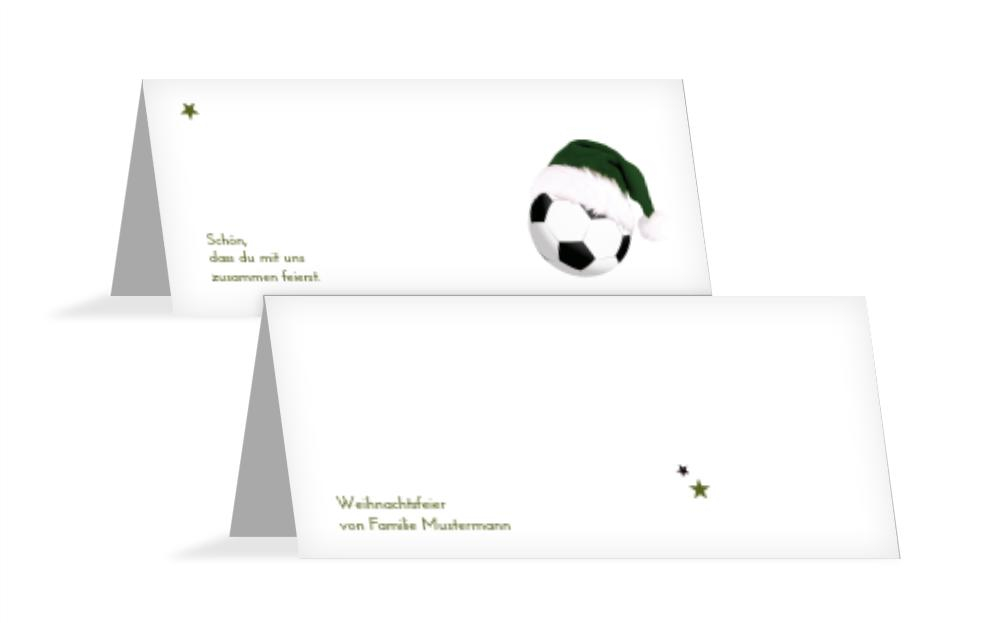 Weihnachts Tischkarte Fußballmütze