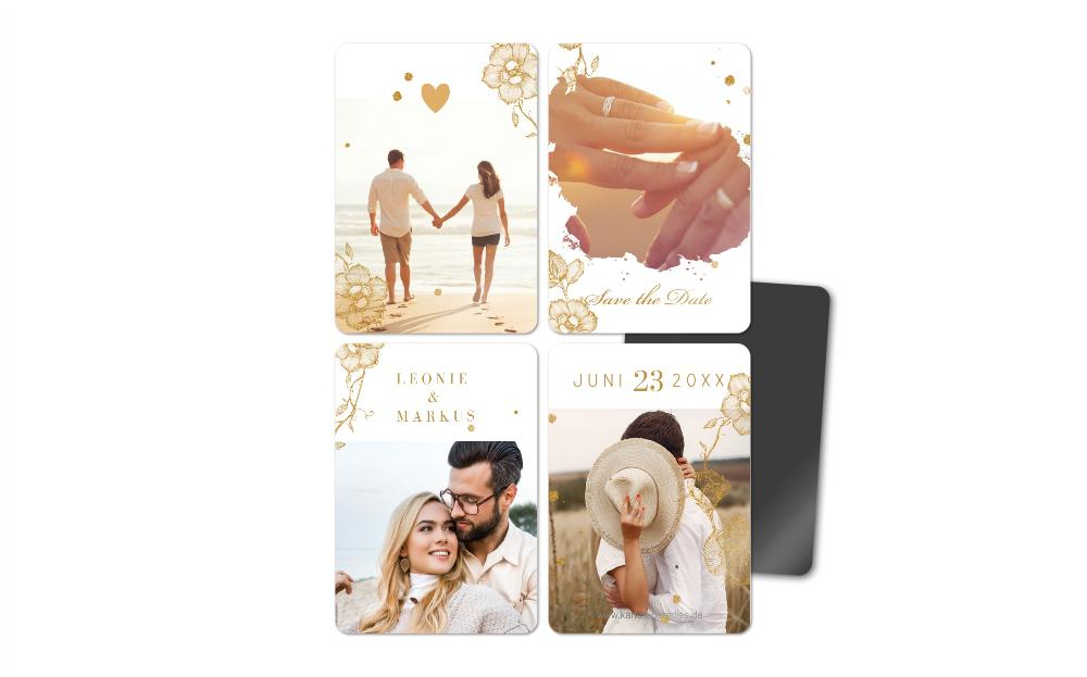 Fotomagnete zur Hochzeit Kranzgeflecht