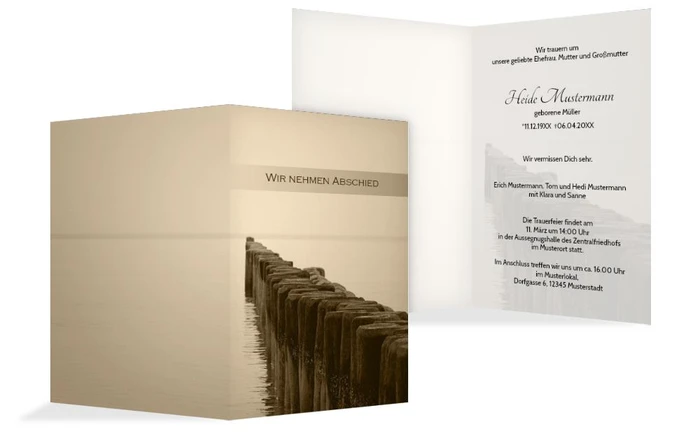 Trauerkarte Steg hoch