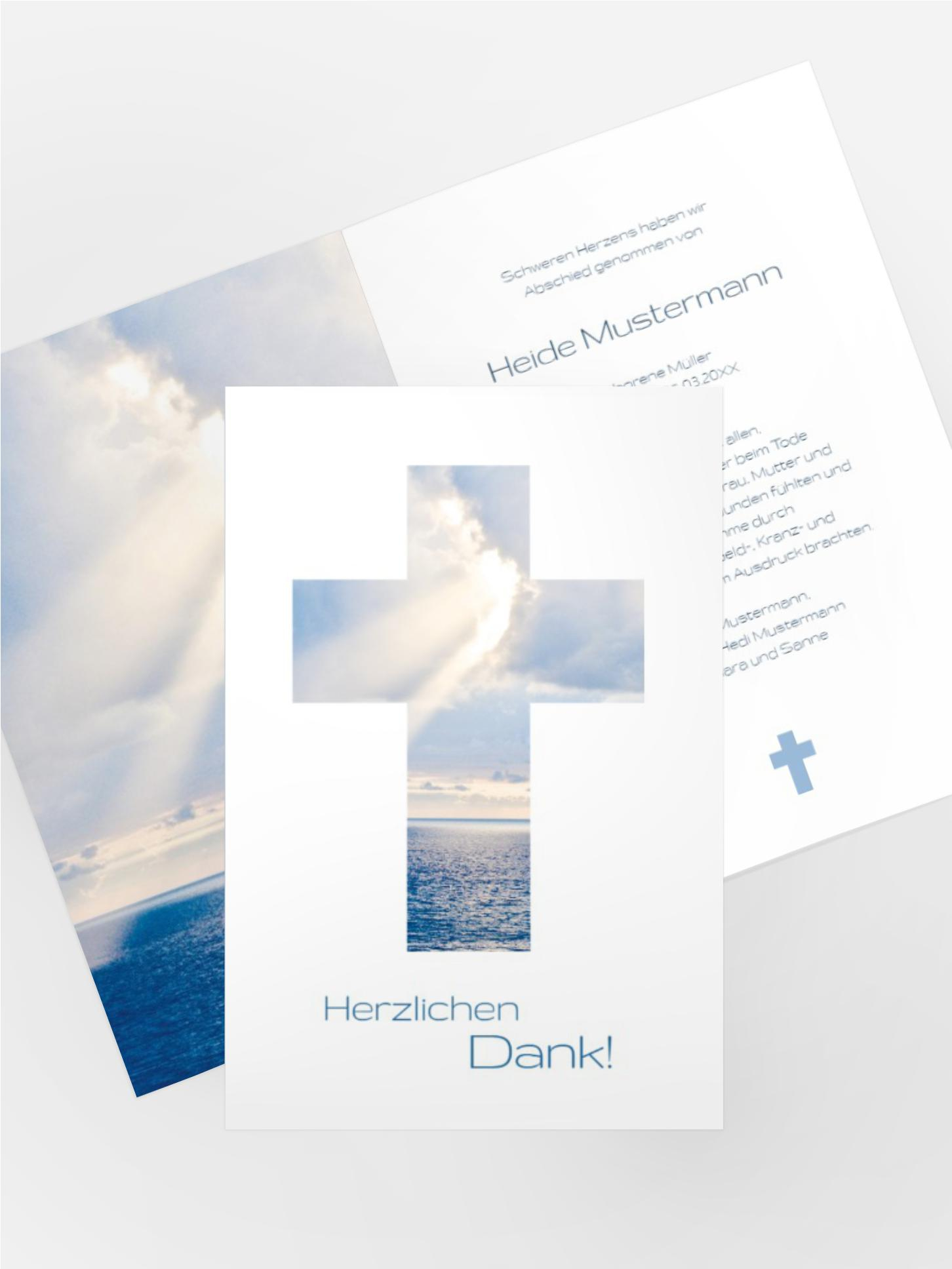 Dankeskarte Himmelskreuz hoch