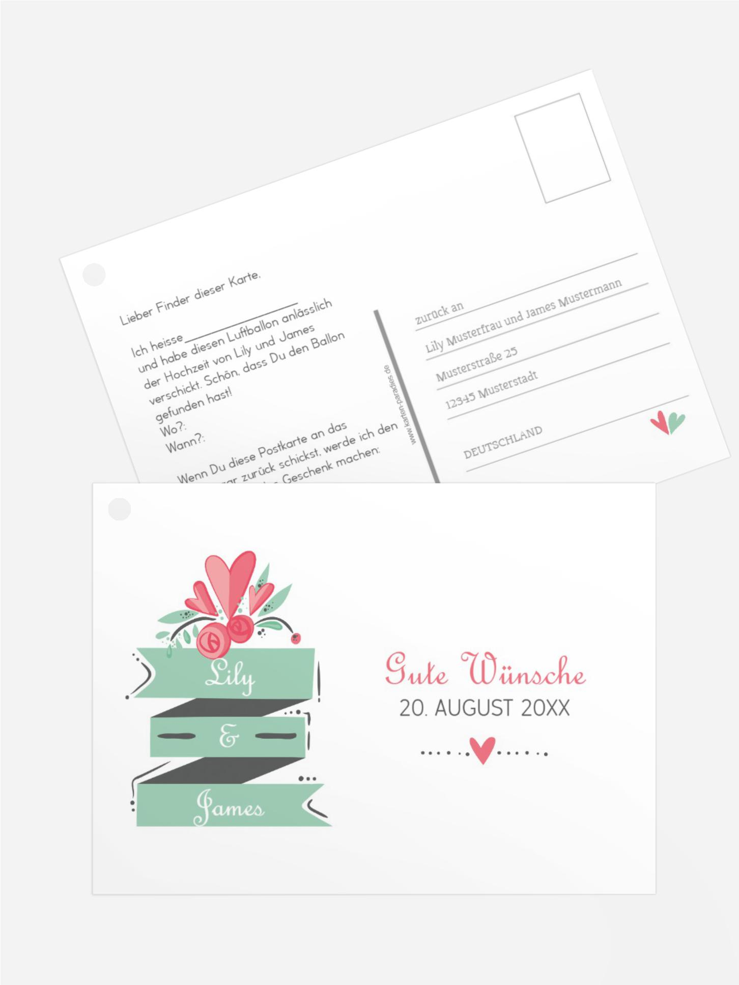 Hochzeit Ballonkarte Du & Ich