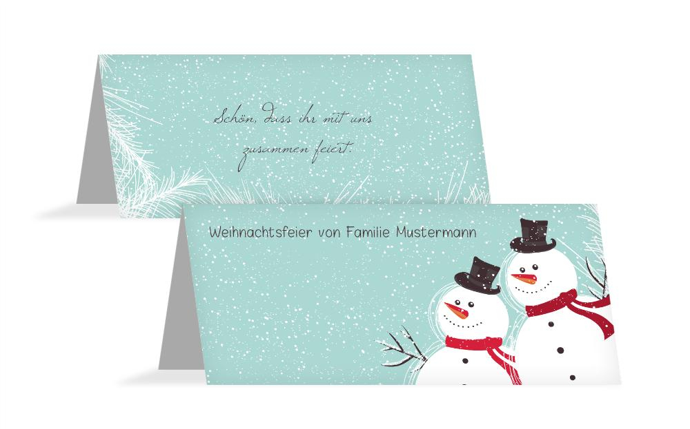 Weihnachtstischkarte Schneemänner Weihnachtstischkarte Schneemänner