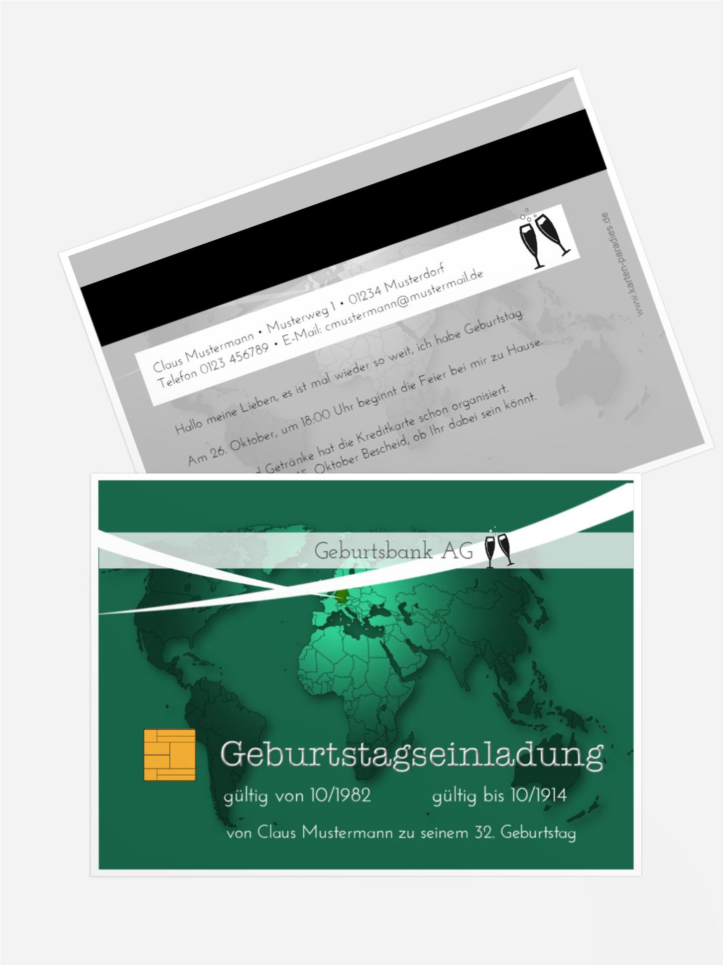 Einladungskarte Geburtstag Kreditkarte Einladungskarte Geburtstag Kreditkarte
