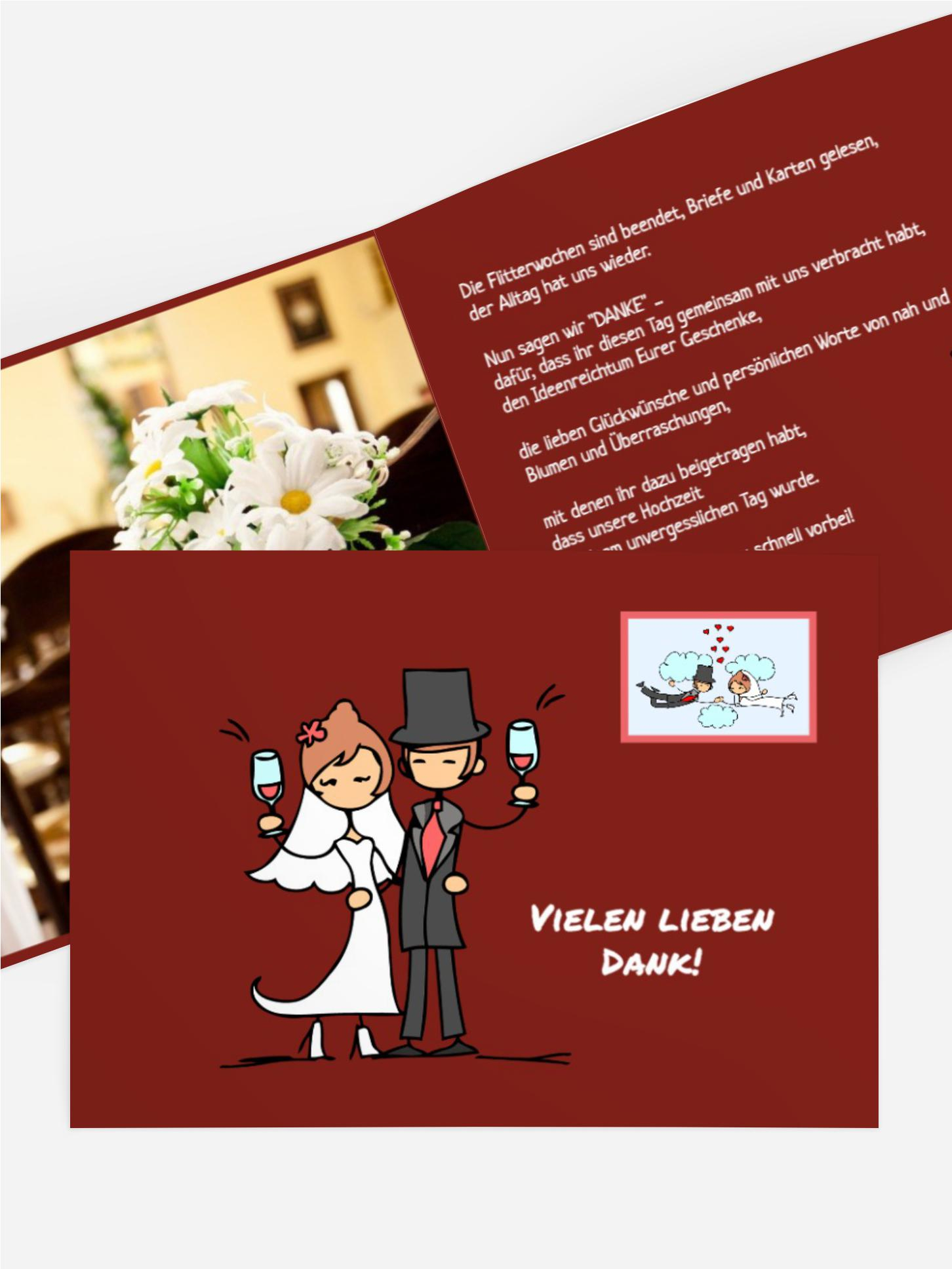 Dankeskarte Comic Brautpaar