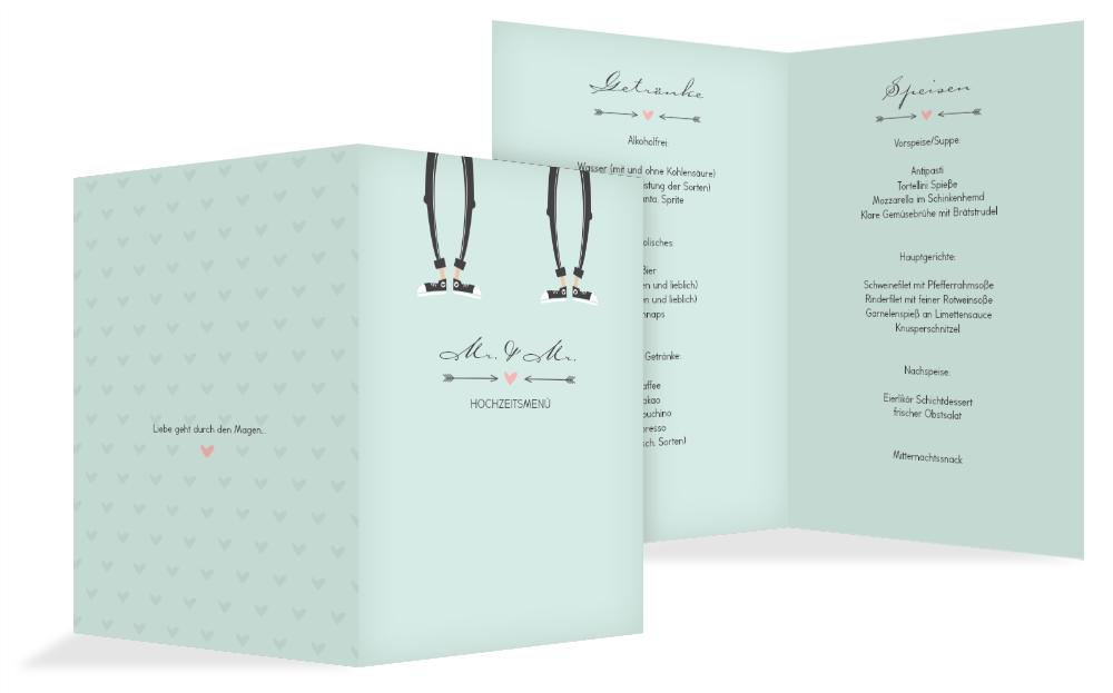 Menükarte zur Hochzeit Pärchen - Männer Menükarte zur Hochzeit Pärchen - Männer