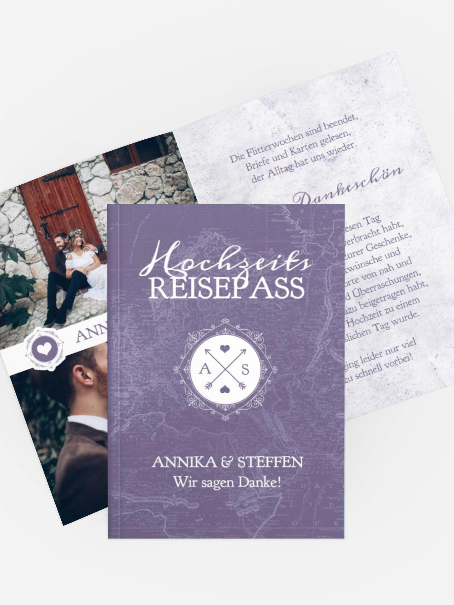 Dankeskarte Hochzeitspass