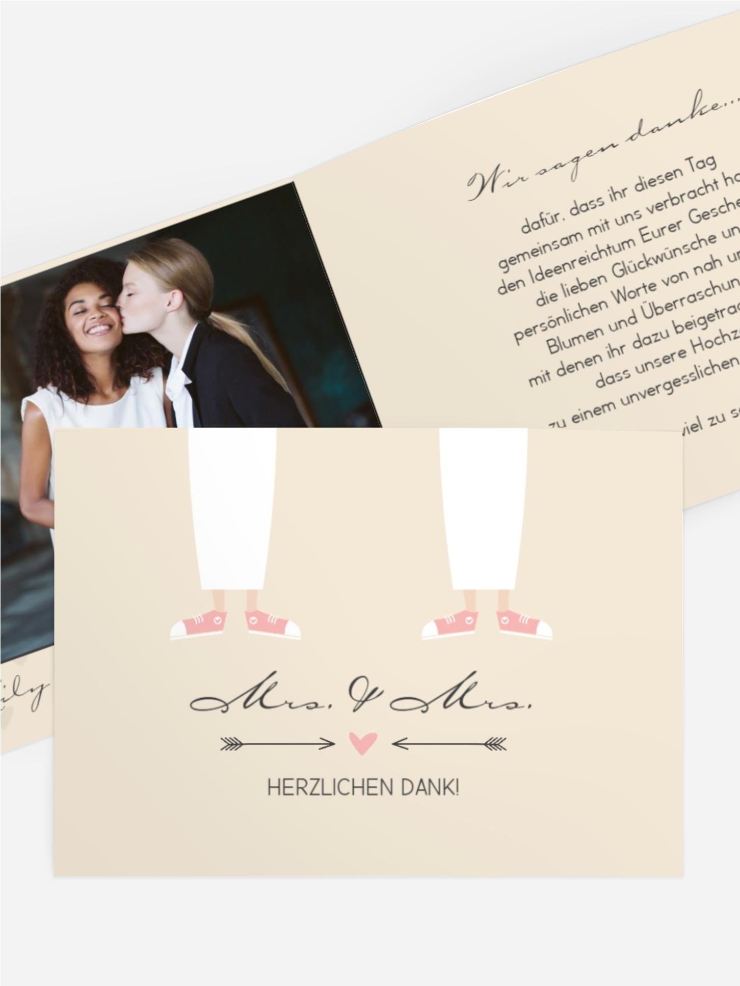 Danksagungskarte zur Hochzeit Pärchen - Frauen
