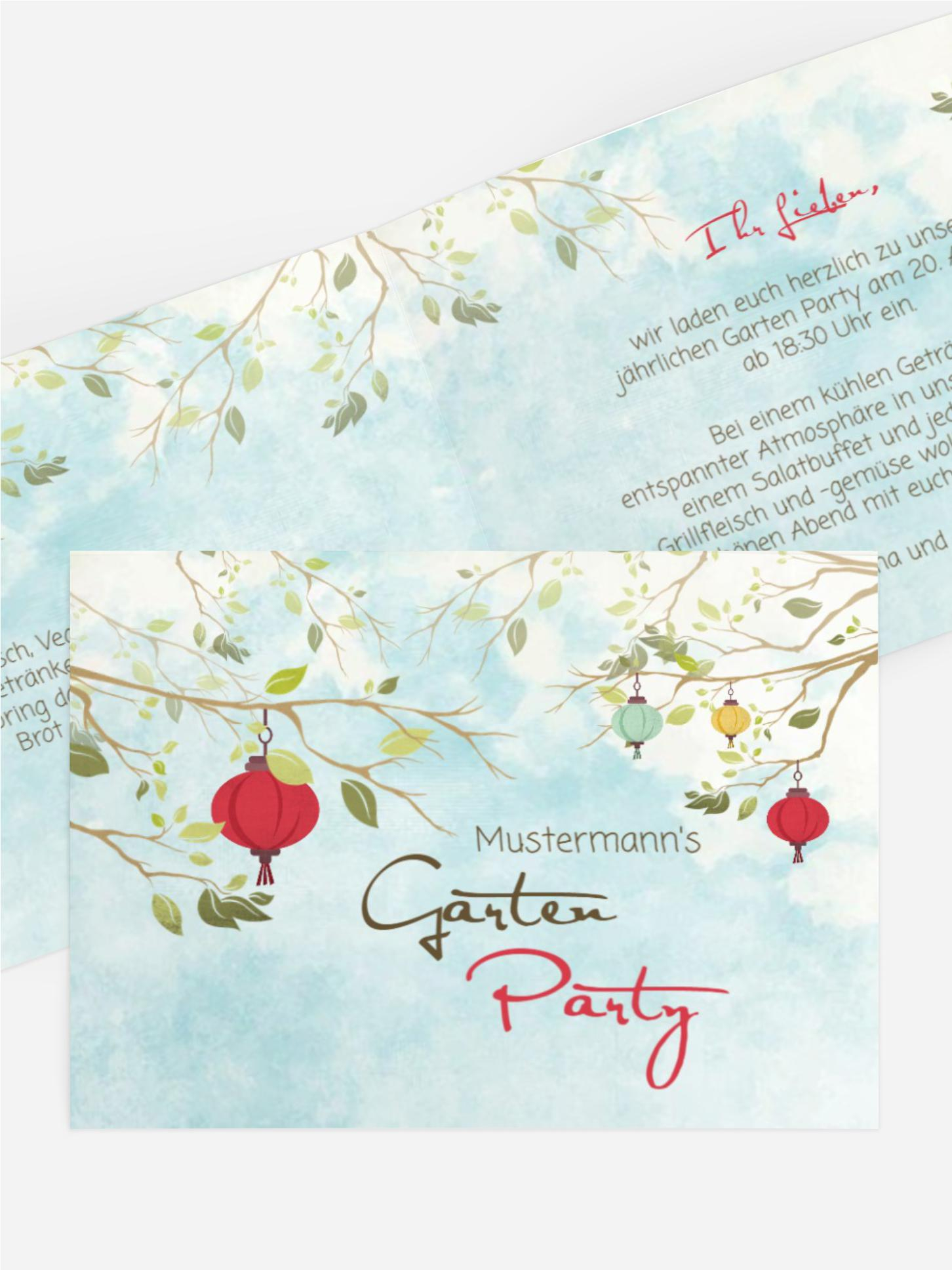 Einladung zum Sommerfest Garten Lampions