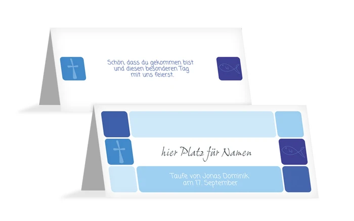 Tischkarte Taufe Kästchen