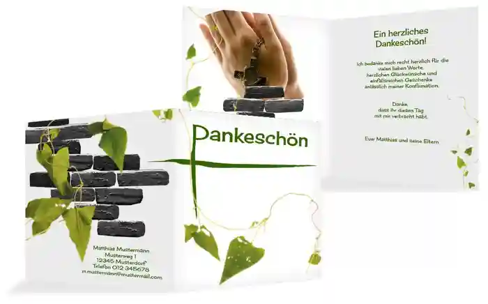Dankeskarte Konfirmation Efeu