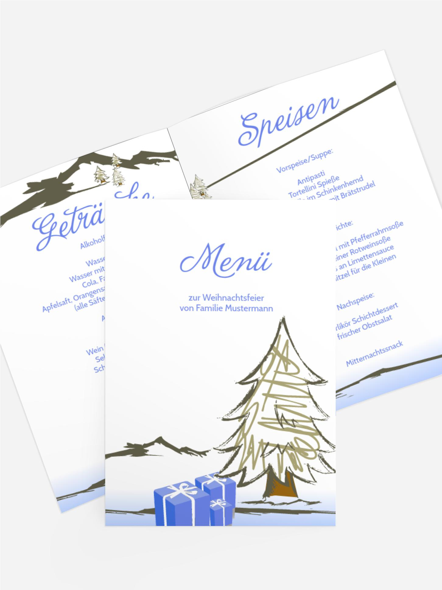 Menükarte Weihnachten Scribble