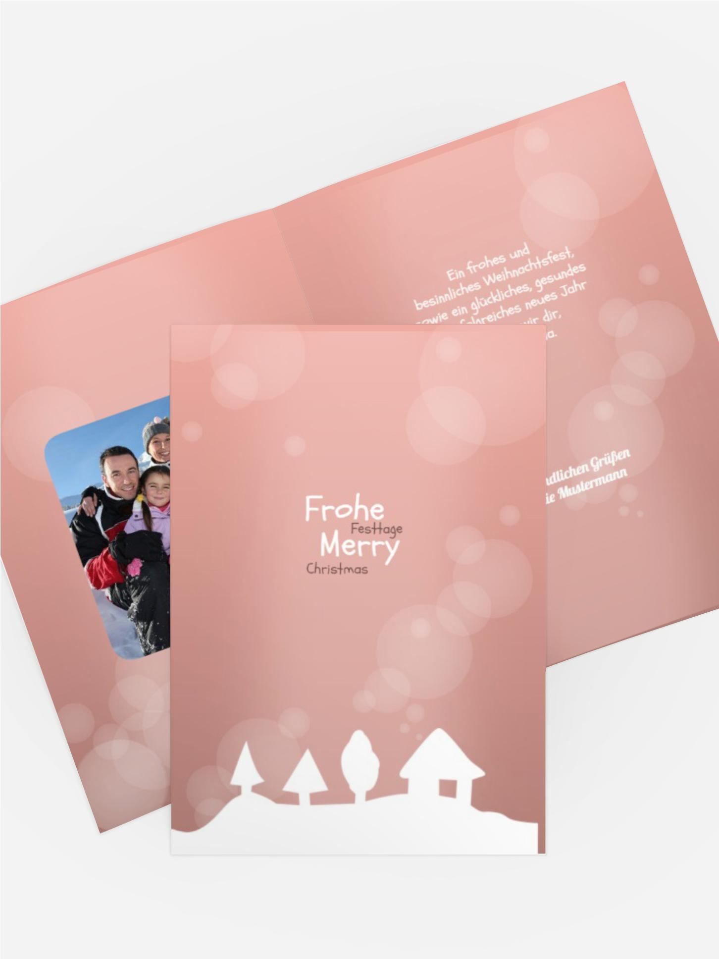 Weihnachts Grußkarte privat Schneelandschaft