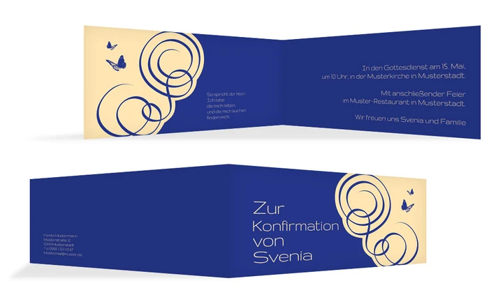 Einladungskarte Konfirmation Butterfly Einladungskarte Konfirmation Butterfly