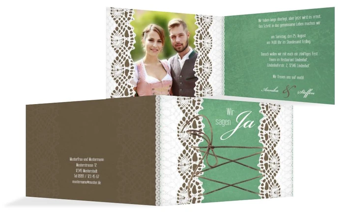 Einladung zur Hochzeit Vintage Schleife