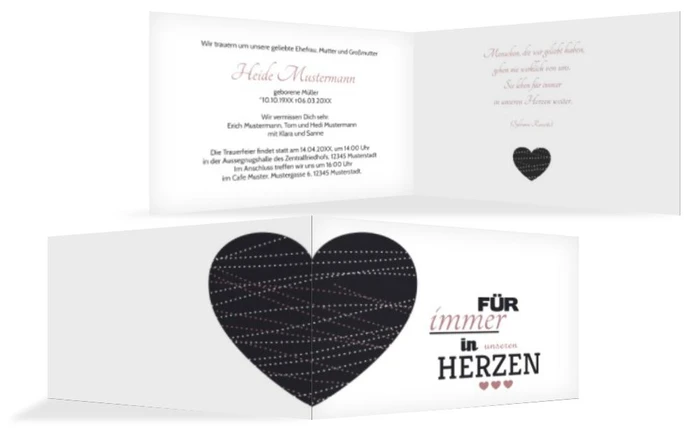 Trauerkarte Herz quer