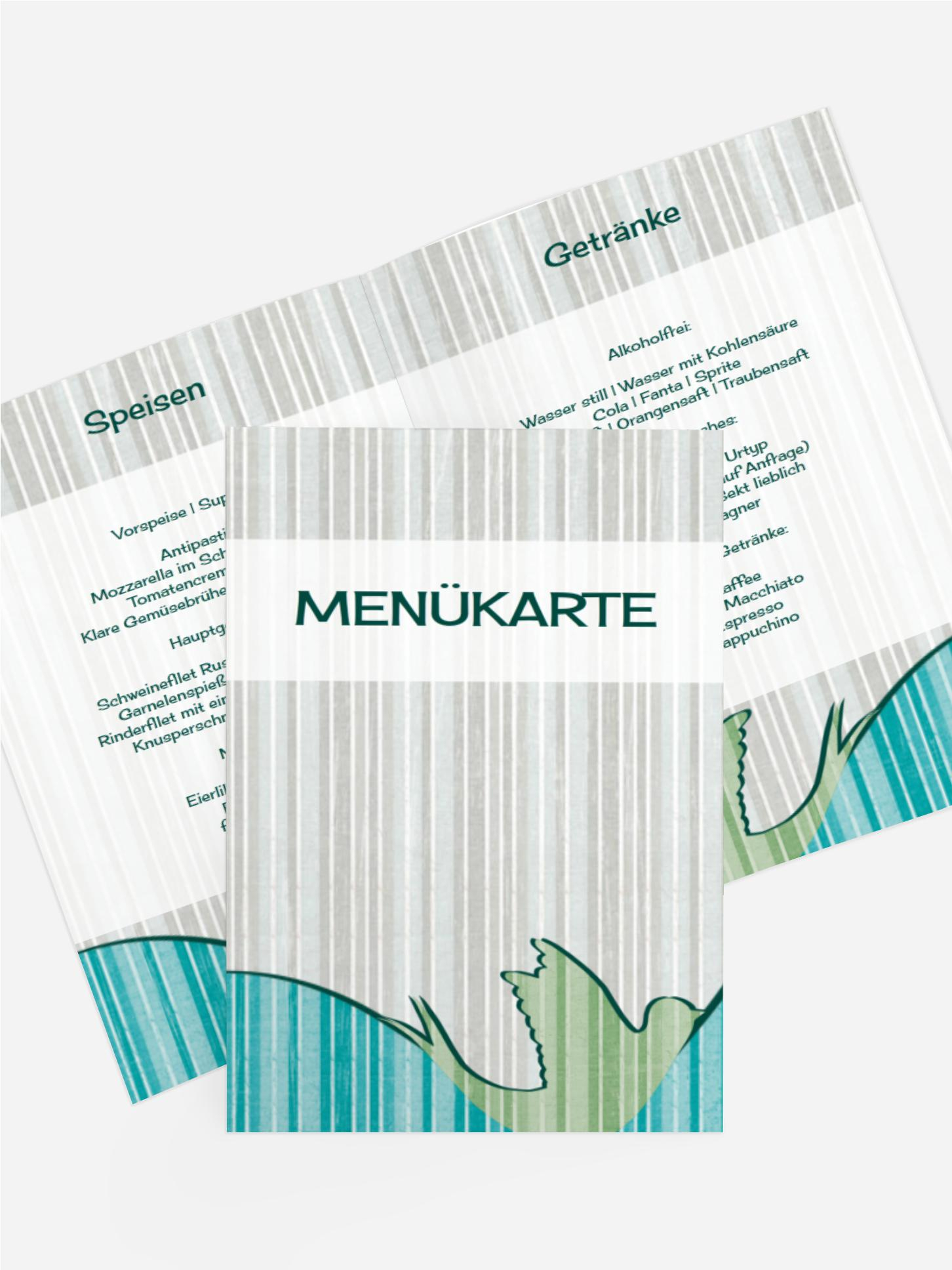 Menükarte zur Taufe Streifenharmonie