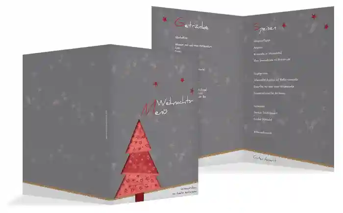 Weihnachtsmenükarte Farbbäumchen