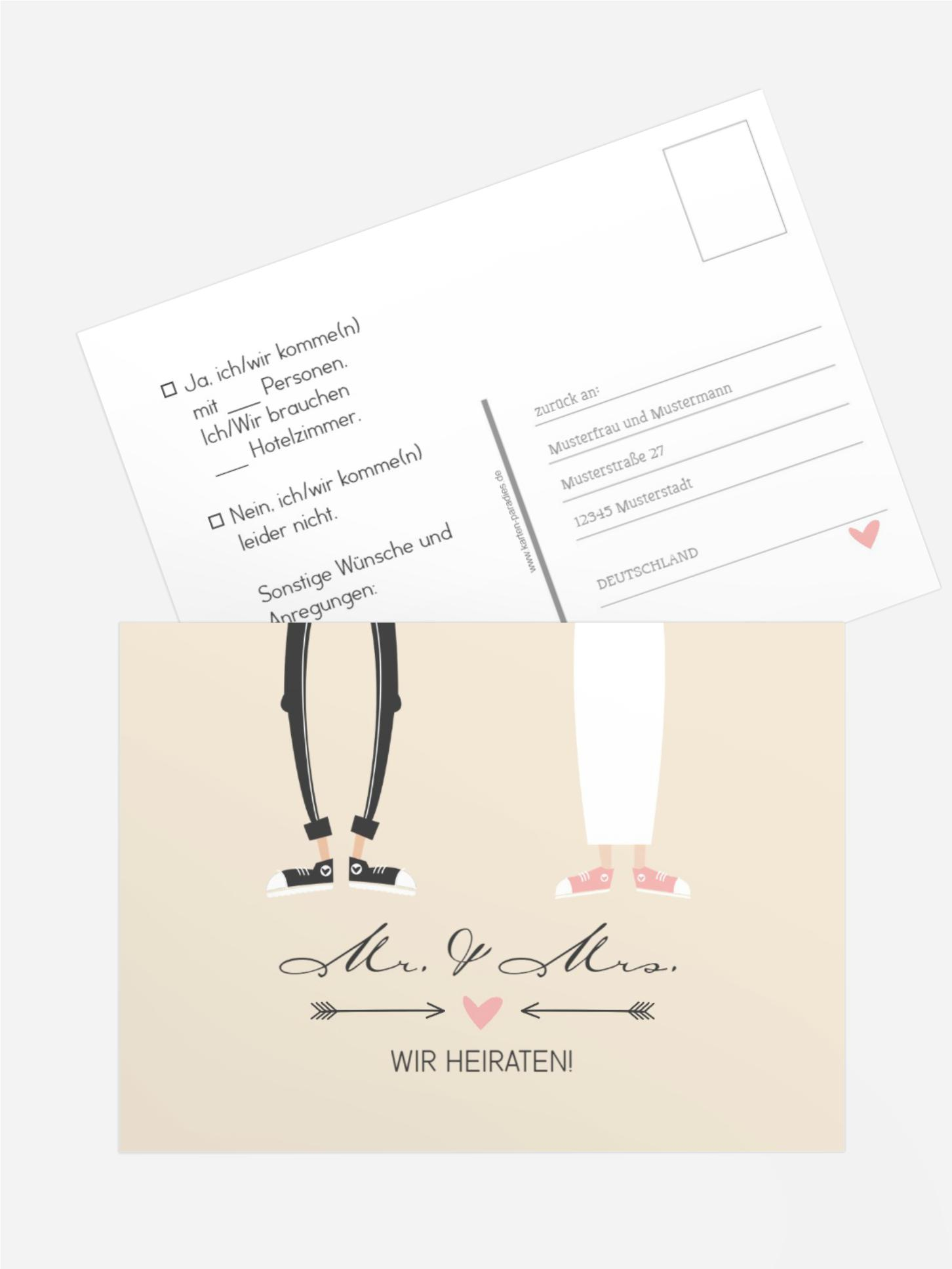 Antwortkarte zur Hochzeit Pärchen