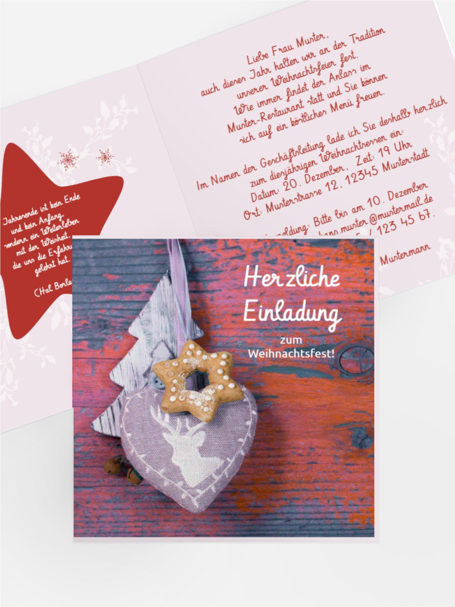 Weihnachtseinladung Geschäft Deko