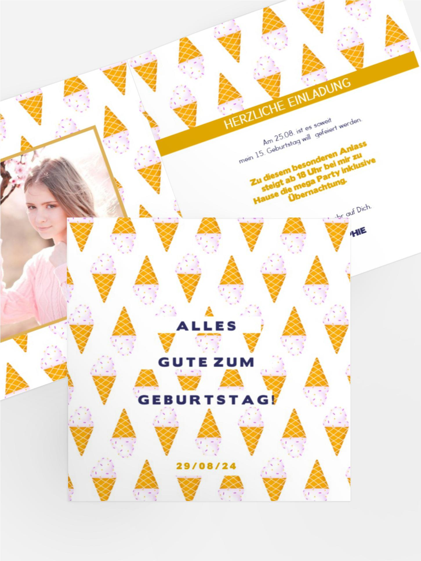 Jugendliche Geburtstagseinladung Eismuster