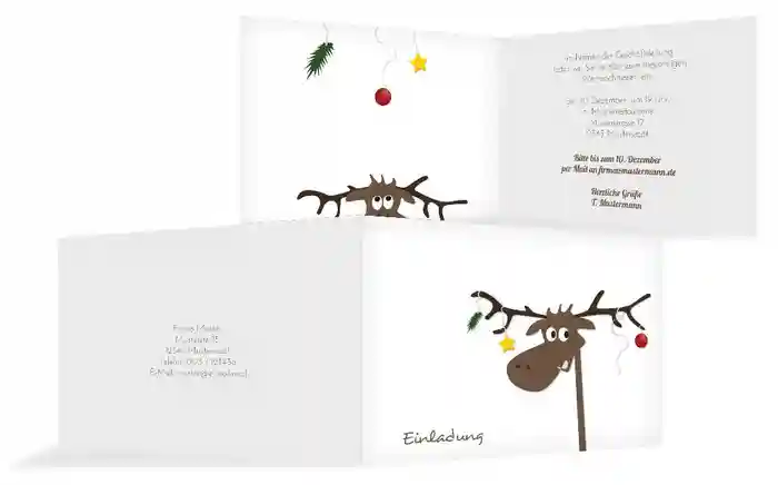 Weihnachts Einladungskarte geschäftlich Elch