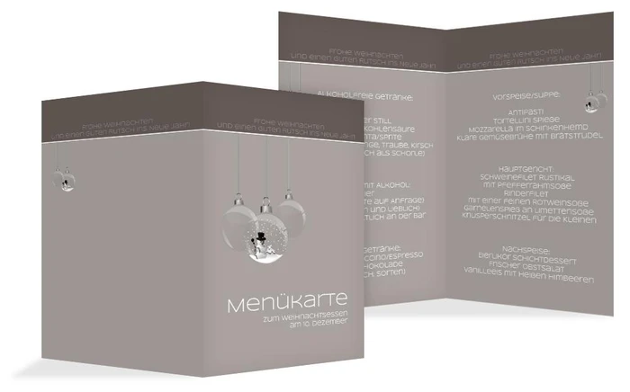 Menükarte Weihnachten Schneekugel
