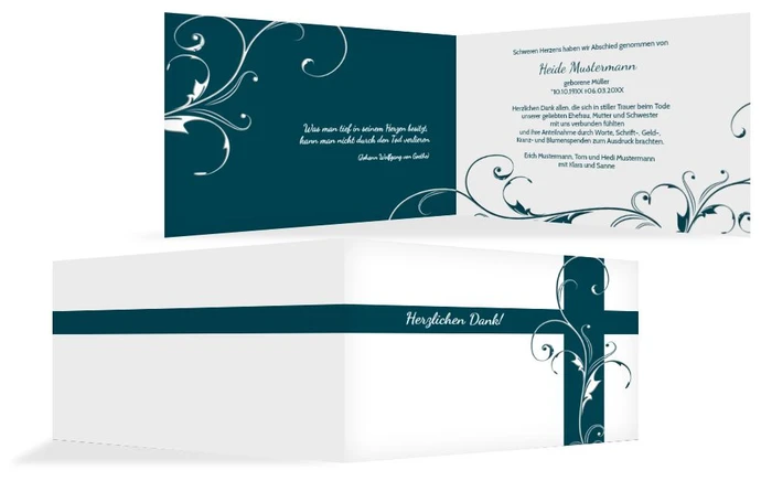 Dankeskarte Blumenkreuz quer