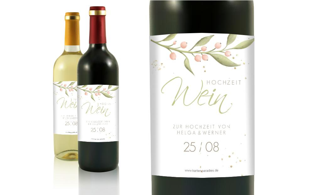 Flaschenetikett Hochzeit Blümchenglück