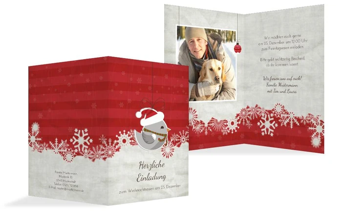 Foto Weihnachtseinladung Vogel