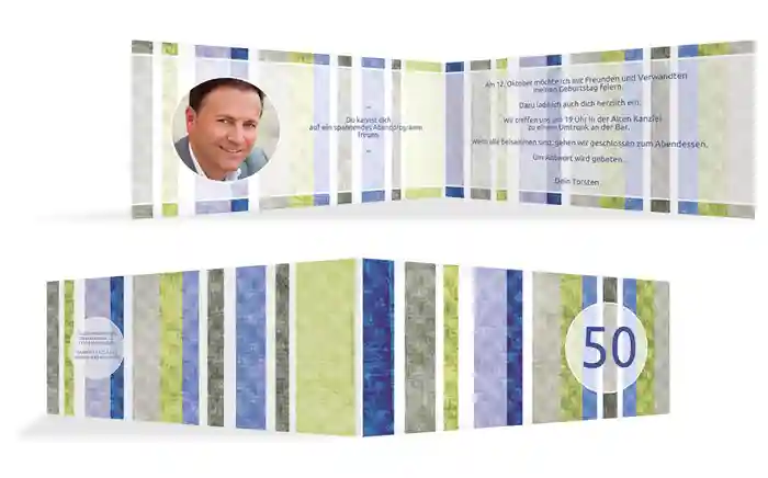 Geburtstagseinladung Gestreift 50 Foto