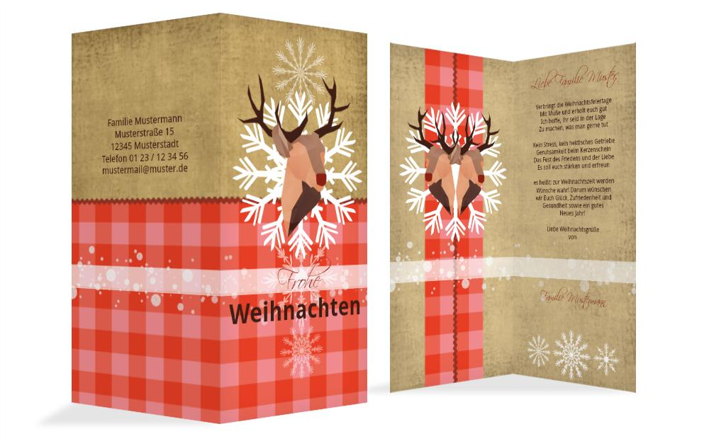 Weihnachtsgrußkarte Hirschkopf Weihnachtsgrußkarte Hirschkopf