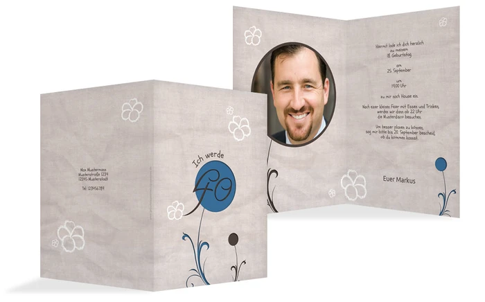 Einladungskarte Fantasyflower 40 Foto