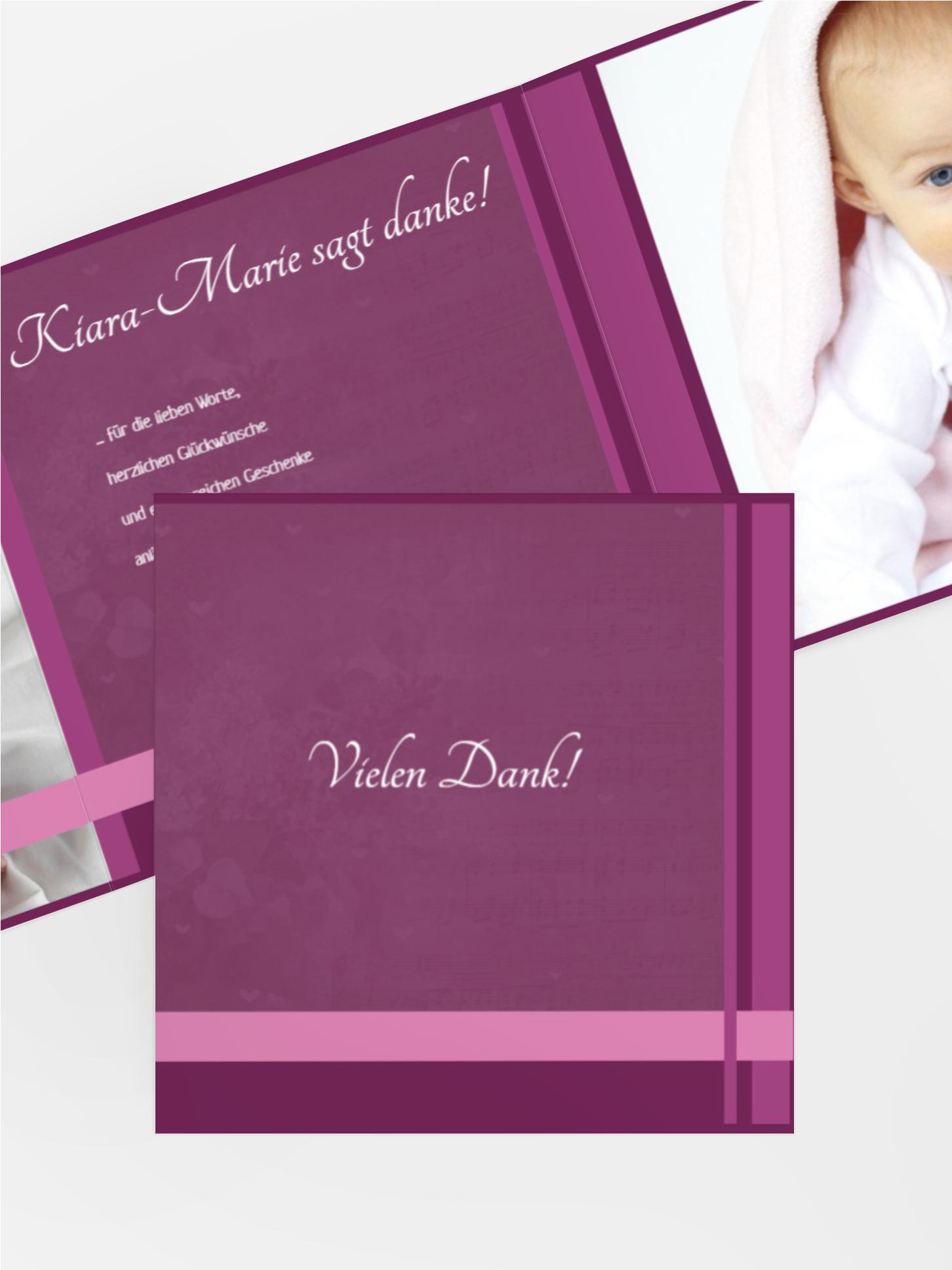 Geburt Dankeskarte klangvolle Streifen