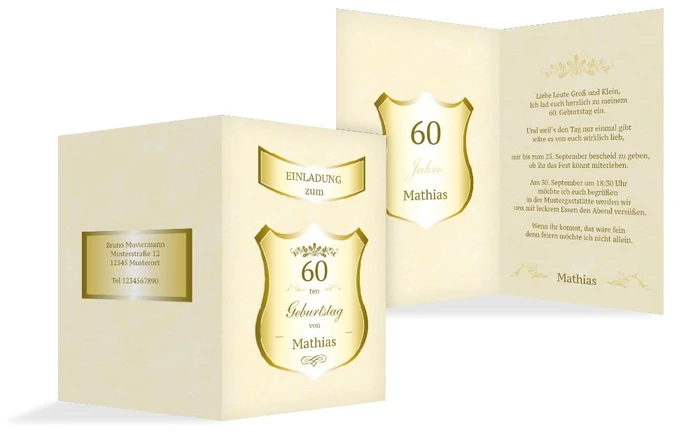 Geburtstagseinladung 60 label